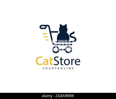 CatStore marque pour chats magasin et animaux de compagnie logo , peut être utilisé pour chat et tous les chats domestiques similaires magasin de shopping de chat, pleine couche vecteur et facile à éditer un Illustration de Vecteur