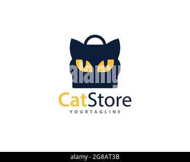 CatStore marque pour chats magasin et animaux de compagnie logo , peut être utilisé pour chat et tous les chats domestiques similaires magasin de shopping de chat, pleine couche vecteur et facile à éditer un Illustration de Vecteur