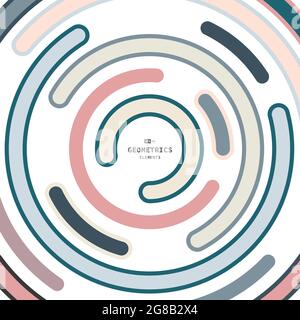 Couvre-housse à motif lignes et rayures circulaires abstrait aux couleurs minimales. Centrer l'arrière-plan de la conception de l'illustration. Vecteur d'illustration Illustration de Vecteur
