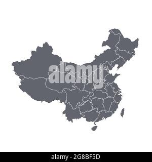 Carte de Chine vierge grise. Illustration vectorielle plate. Illustration de Vecteur