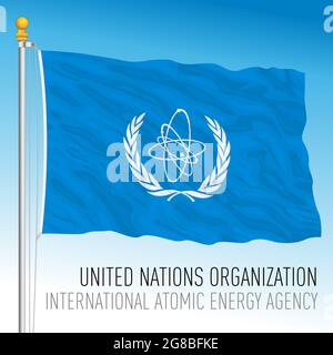 Nations Unies, drapeau officiel de l'AIEA, Agence internationale de l'énergie atomique, illustration vectorielle Illustration de Vecteur