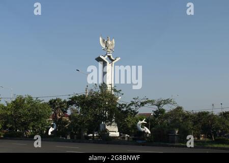 Garuda Pancasila Monument, le symbole de l'Indonésie. Banque D'Images