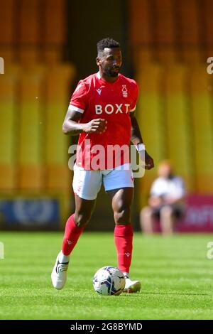 BURSLEM, ROYAUME-UNI. 17 JUILLET Cafu de la forêt de Nottingham pendant le match amical avant-saison entre Port Vale et la forêt de Nottingham à Vale Park, Bursrem le samedi 17 juillet 2021. (Credit: Jon Hobley | MI News) Credit: MI News & Sport /Alay Live News Banque D'Images