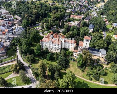 Vue aérienne du château de Waldenburg en Saxe Banque D'Images
