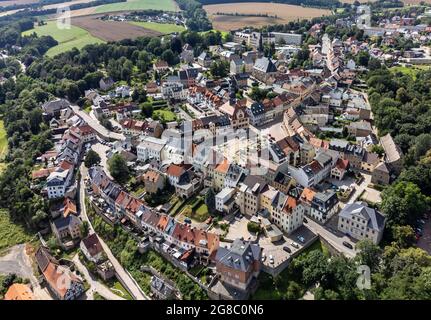 Vue aérienne de la ville de Waldenburg en Saxe Banque D'Images