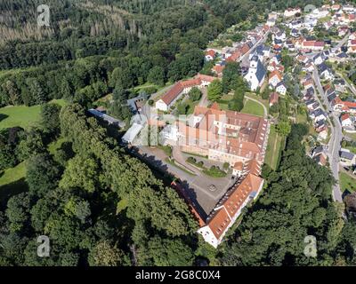 Vue sur l'abbaye de Wechselburg en Saxe Banque D'Images