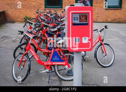 Hambourg, Allemagne - Stadtrad Hamburg, location de vélos, système public de location de vélos. Banque D'Images