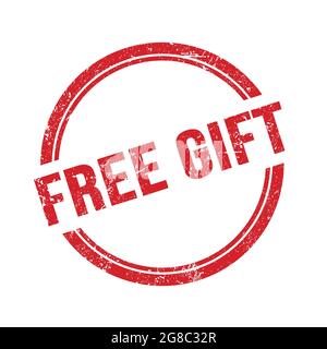 Texte CADEAU ÉCRIT sur timbre rond rouge grungy vintage. Banque D'Images