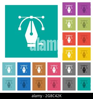 Suppression du point d'édition avec l'outil Plume icônes plates multicolores sur des fonds carrés simples. Inclus des variantes d'icônes blanches et sombres pour le survol ou les cactus Illustration de Vecteur