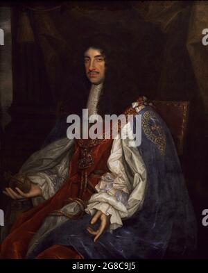 Charles II (1630-1685). Roi de Grande-Bretagne et d'Irlande (1660-1685). Maison de Stuart. Portrait de John Michael Wright (1617-1694). Huile sur toile (126,4 x 101 cm), env. 1660-1665. Galerie nationale de portraits. Londres, Angleterre, Royaume-Uni. Banque D'Images