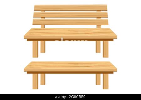 Ensemble de bancs, parcs ou décorations de jardin dans le style de dessin animé isolé sur fond blanc, collection en bois et texturée, vue différente. Illustration vectorielle Illustration de Vecteur