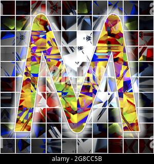 Monogramme de caractère majuscule M avec motif kaléidoscope Banque D'Images