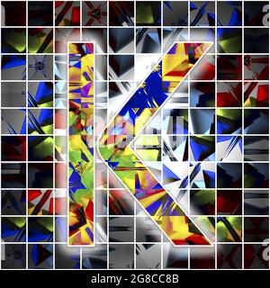 Monogramme de caractère majuscule K avec motif kaléidoscope Banque D'Images