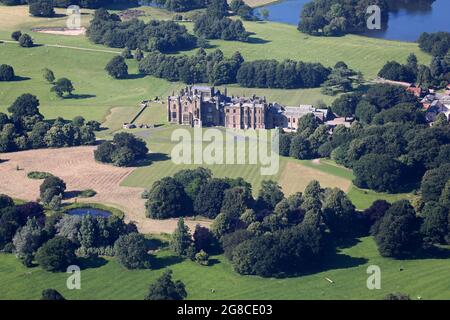 Vue aérienne du château d'Allerton Banque D'Images