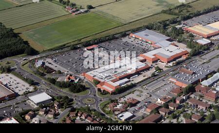 Vue aérienne du centre commercial Clifton Moor Banque D'Images