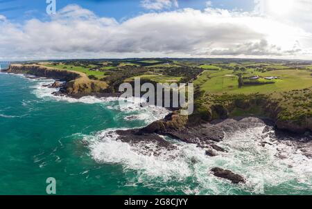 Vue sur Flinders Blowhole dans Victoria Australie Banque D'Images