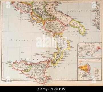 Carte de l'Italie antique, partie sud. De l'Atlas historique, publié en 1923. Banque D'Images