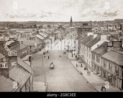 Vue de la fin du XIXe siècle sur Annan, une ville et ancien burgh royal à Dumfries et Galloway, dans le sud-ouest de l'Écosse, où Bonnie Prince Charlie est resté pendant sa retraite de derby et l'écrivain Thomas Carlyle était élève. Une fois la rivière embrée, Annan servait de ville maritime dont les chantiers navals construirent de nombreux tondeuses et autres bateaux. Un cairn sur la jetée commémore le poète Robert Burns, qui a travaillé comme excusiste ici dans les années 1790, maintenant le port est principalement sec. Banque D'Images