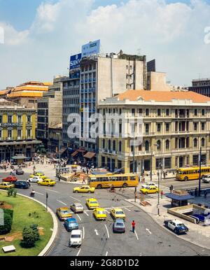 Athènes, place Omonia, place Concord, vue d'en haut, circulation urbaine, Grèce, Europe, Banque D'Images