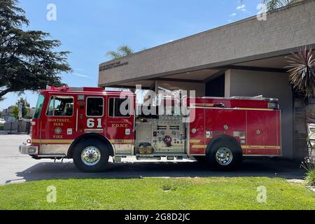 Un aperçu général du quartier général du Service des incendies de Monterey Park, le dimanche 18 juillet 2021, à Monterey Park, Calif. Banque D'Images