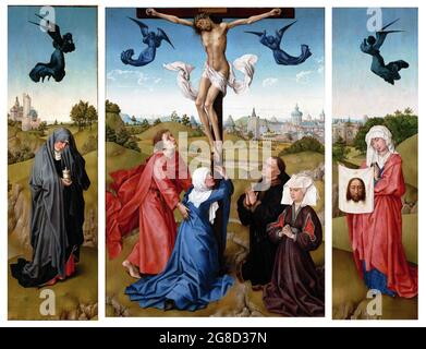 La Crucifixion de Rogier van der Weyden (c.1399-1464), huile sur bois, 1443/5 Banque D'Images