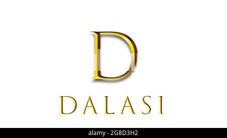 Dalasi gambien. Motif d'illustration du symbole de devise de Dalasi Gambie. Texte doré. Banque D'Images