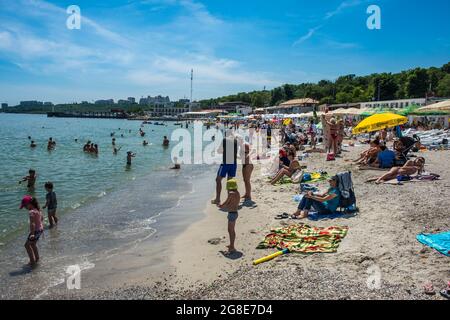 Plage de Lanzheron, Odessa, Mer Noire, Ukraine Banque D'Images