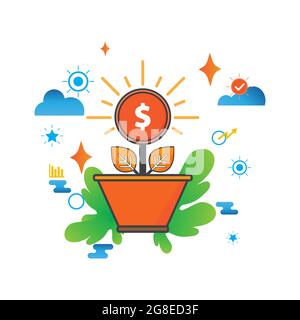 illustration de l'argent. Icône de vecteur plat. Peut être utilisé pour, élément de conception d'icône, interface utilisateur, Web, application. Banque D'Images