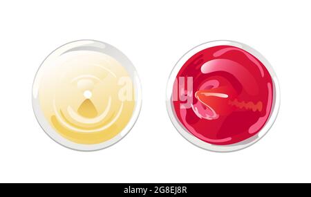 Ketchup et mayonnaise dans le bol, vue de dessus. Illustration vectorielle de style dessin animé plat. Illustration de Vecteur