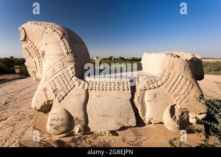 Capitale de la taureau à double tête, ruines, site archéologique de Susa (Shush), empire achéménide, Shush, province de Khuzestan, Iran, Perse, Asie occidentale, Asie Banque D'Images