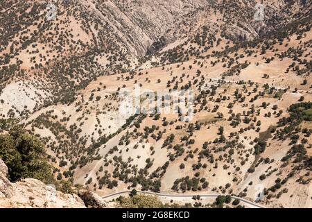 Présumé ancien 'camp militaire perse', Alexandre la grande bataille avec la Perse, montagnes Zagros, banlieue de Yasuj, Iran, Perse, Asie occidentale, Asie Banque D'Images