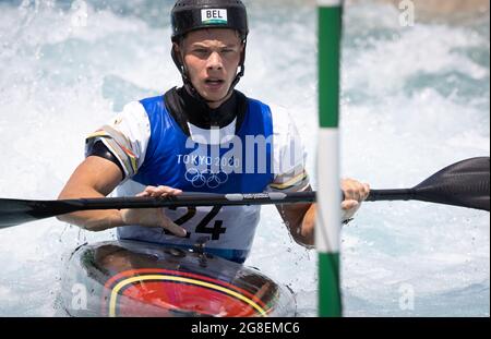 L'athlète Gabriel de Coster photographié lors d'une séance d'entraînement en canoë, en prévision des « Jeux Olympiques de Tokyo 2020 », à Tokyo, au Japon, le mardi 20 juillet 2021. T Banque D'Images