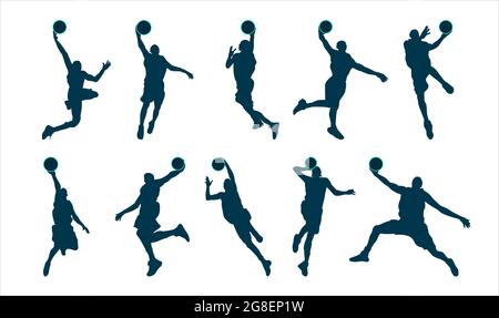 Silhouette de joueur de football dans différentes poses Illustration de Vecteur