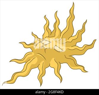 Forme en étoile face du soleil, illustration vectorielle de couleur de dessin animé, horizontale, sur blanc, isolée Illustration de Vecteur