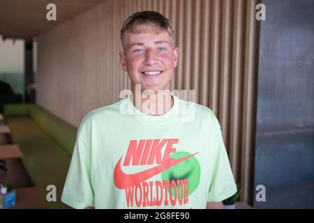 2021-07-20. EDAS Butvilas - joueur de tennis. Conférence de presse à Vilnius, Lituanie. Banque D'Images