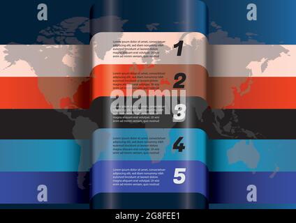 Infographie 3D abstraite avec carte du monde. Concept commercial et financier mondial. Vecteur et illustration. Illustration de Vecteur