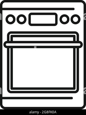 Vecteur de contour d'icône de four chaud. Poêle à convection électrique. Faire griller le four Illustration de Vecteur