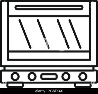 Vecteur de contour de l'icône du four de dégivrage. Poêle à convection électrique. Faire griller le four à gaz Illustration de Vecteur