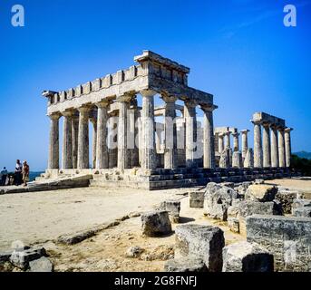 Temple de la déesse d'Aphaia, île d'Aegina, Grèce, Europe, Banque D'Images