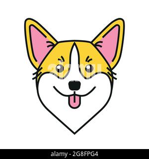 Mignon chien corgi souriant. Icône de corgi gallois Illustration de Vecteur
