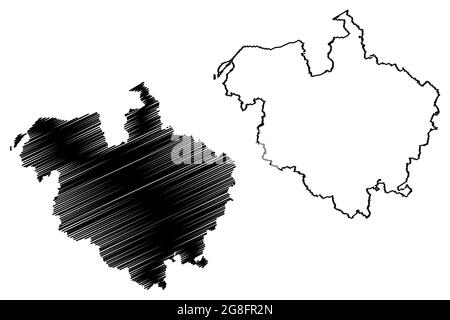 District de Rostock (République fédérale d'Allemagne, district rural, État de Mecklembourg-Poméranie-Occidentale, Poméranie occidentale ou Ouest) illustration vectorielle, sc Illustration de Vecteur