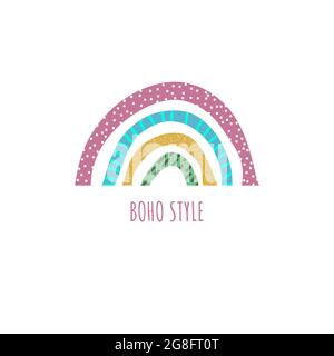 Arc-en-ciel boho avec motif d'icône. Logo de l'été tchèque. Illustration graphique vectorielle Illustration de Vecteur