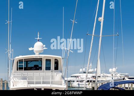 Détail d'un bateau de pêche à Sag Harbor, NY Banque D'Images