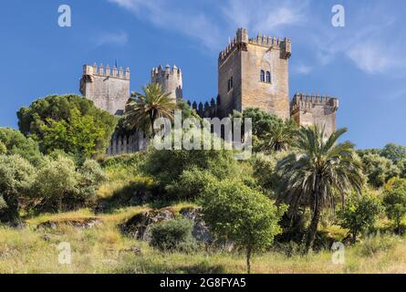 Château d'Almodovar. Almodovar del Rio, province de Cordoue, Andalousie, Espagne. Fondé comme un fort romain, il s'est développé dans sa forme actuelle pendant le Moori Banque D'Images