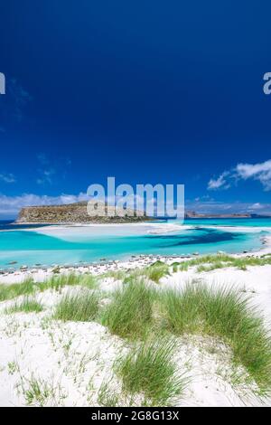 La baie de Balos Beach, péninsule de Gramvousa, Crète, îles grecques, Grèce, Europe Banque D'Images