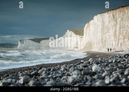 Birling Gap et les falaises de craie de Seven Sisters, East Sussex, South Downs National Park, Angleterre, Royaume-Uni, Europe Banque D'Images