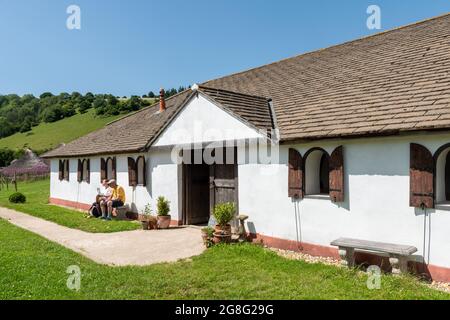 Une villa romaine reconstruite au musée archéologique en plein air Busser Ancient Farm dans le Hampshire, Angleterre, Royaume-Uni Banque D'Images