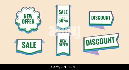 Jeu de bannières de vente de différentes formes. Illustration de Vecteur