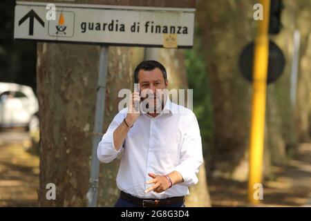 Frosinone, Italie. 20 juillet 2021. Matteo Salvini parle de justice et inaugure le quartier général de Lega. Credit: Antonio Nardelli / Alamy Live News Banque D'Images