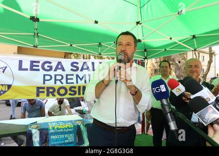 Frosinone, Italie. 20 juillet 2021. Matteo Salvini parle de justice et inaugure le quartier général de Lega. Credit: Antonio Nardelli / Alamy Live News Banque D'Images